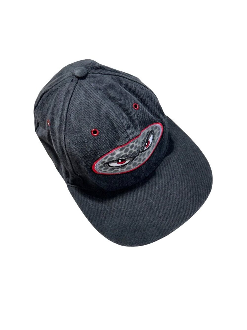 No Fear Y2K One Size Black Snapback Hat With Embroidered Eyes Design